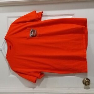 Harley-Davidson Orange Short Sleeve Pocket Tee Shirt Mens Large